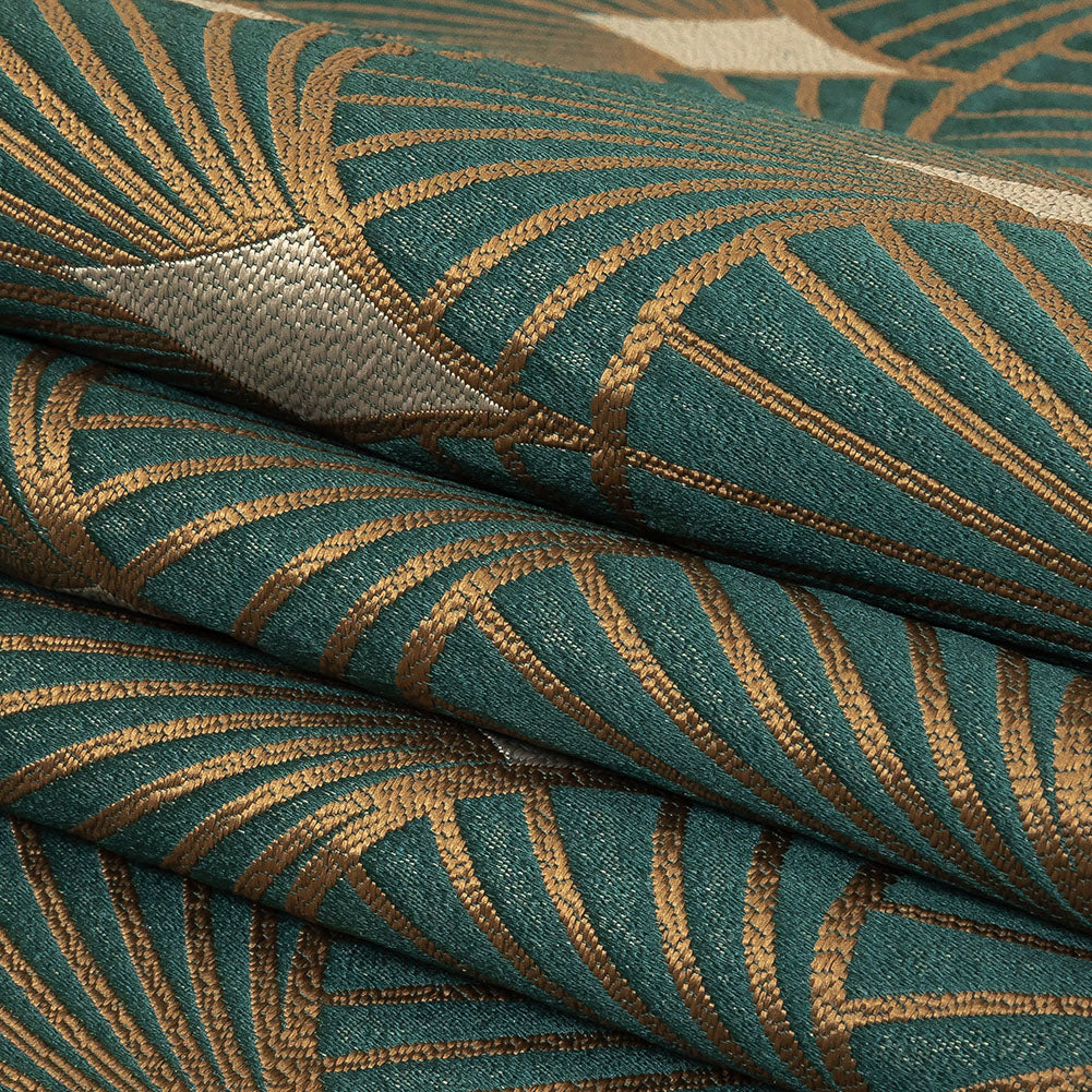 Drapery Jacquard - Emerald Maze of Fans - British Imported Folded