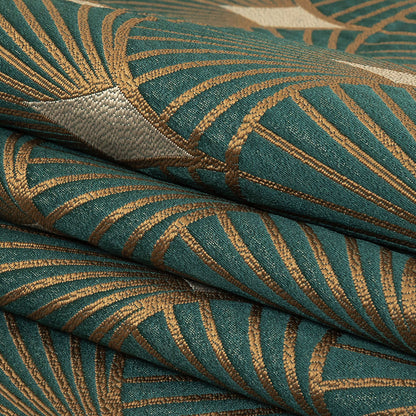Drapery Jacquard - Emerald Maze of Fans - British Imported Folded