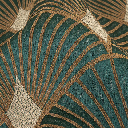 Drapery Jacquard - Emerald Maze of Fans - British Imported Detail