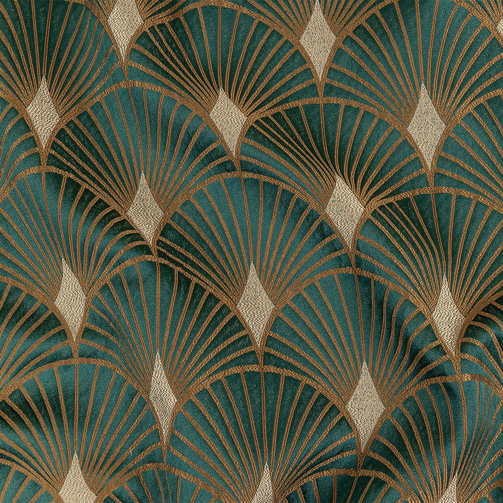 Drapery Jacquard - Emerald Maze of Fans - British Imported