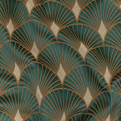 Drapery Jacquard - Emerald Maze of Fans - British Imported