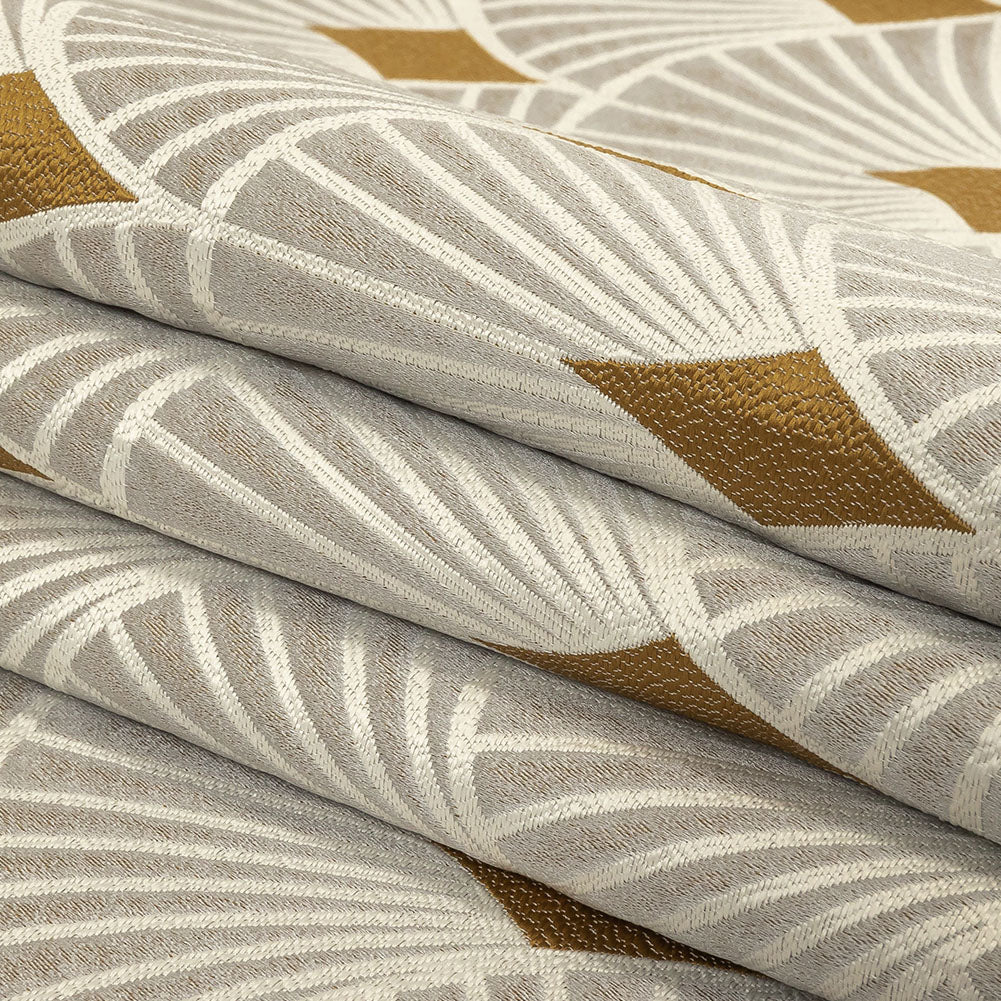 Drapery Jacquard - Ochre Maze of Fans - British Imported Folded