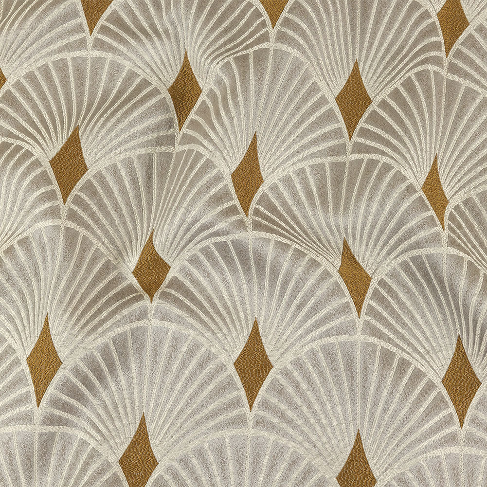 Drapery Jacquard - Ochre Maze of Fans - British Imported