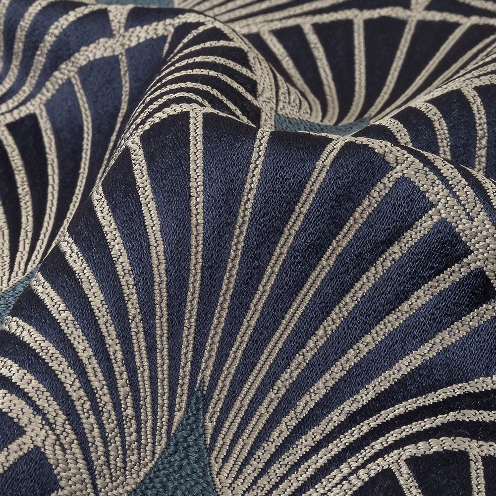 Drapery Jacquard - Sapphire Maze of Fans - British Imported Detail