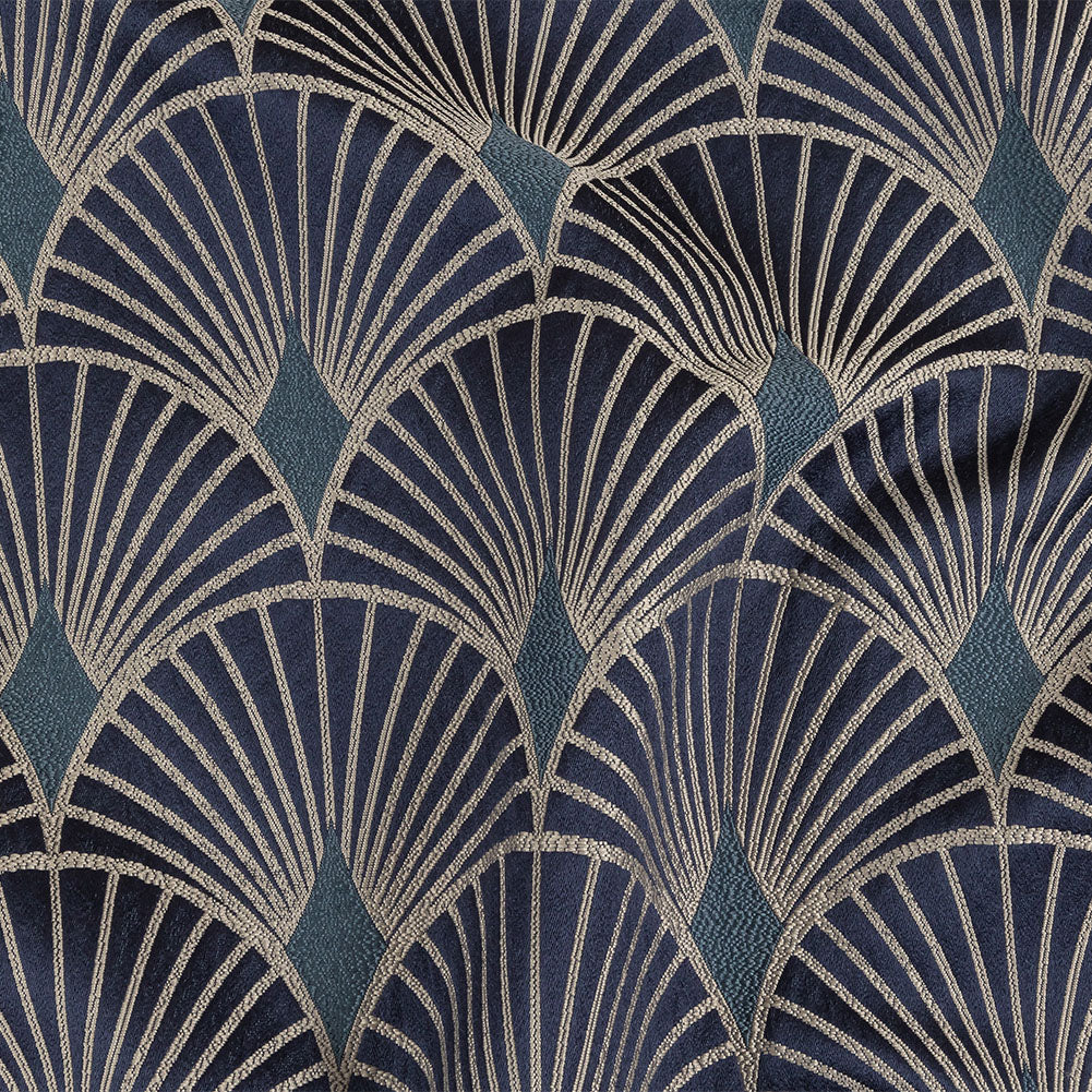 Drapery Jacquard - Sapphire Maze of Fans - British Imported