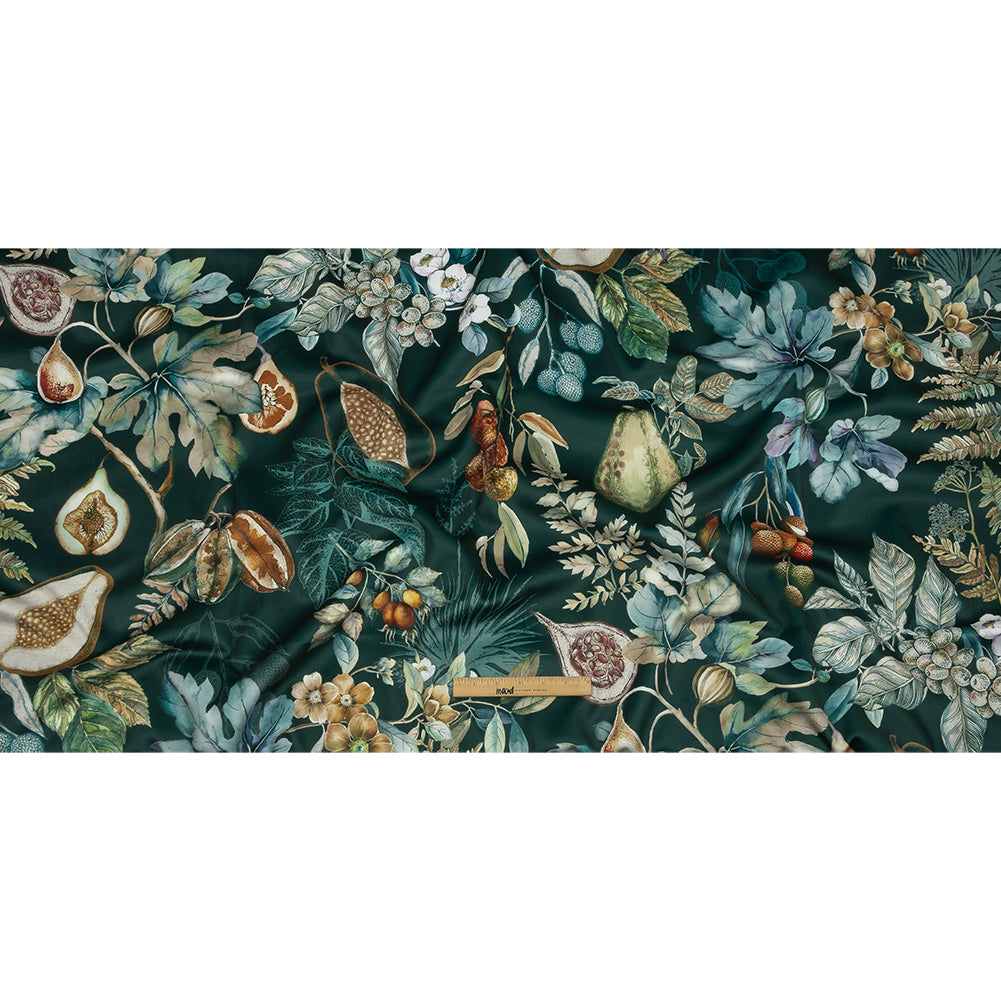 Polyester Knit Microvelvet - Forest Floral - British Imported Full