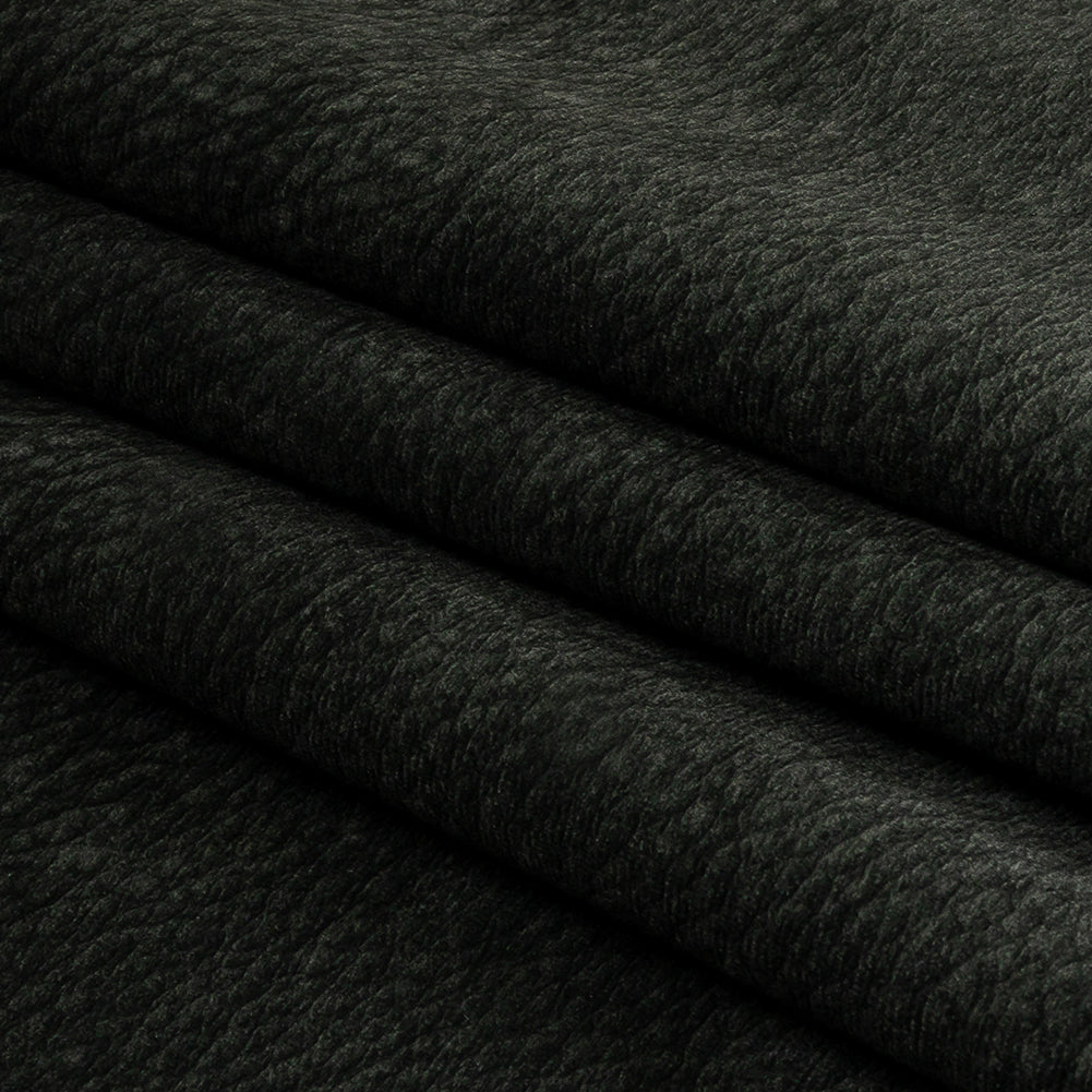 Polyester Microvelvet - Ebony Abstract - British Imported Folded