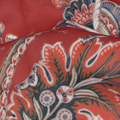 Polyester Microvelvet Print - Crimson Jacobean Floral - British Imported Detail