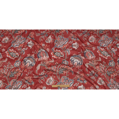 Polyester Microvelvet Print - Crimson Jacobean Floral - British Imported Full