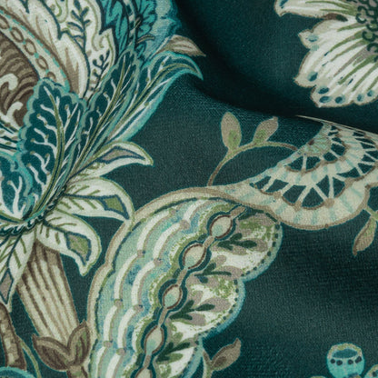 Polyester Microvelvet Print - River Jacobean Floral - British Imported Detail