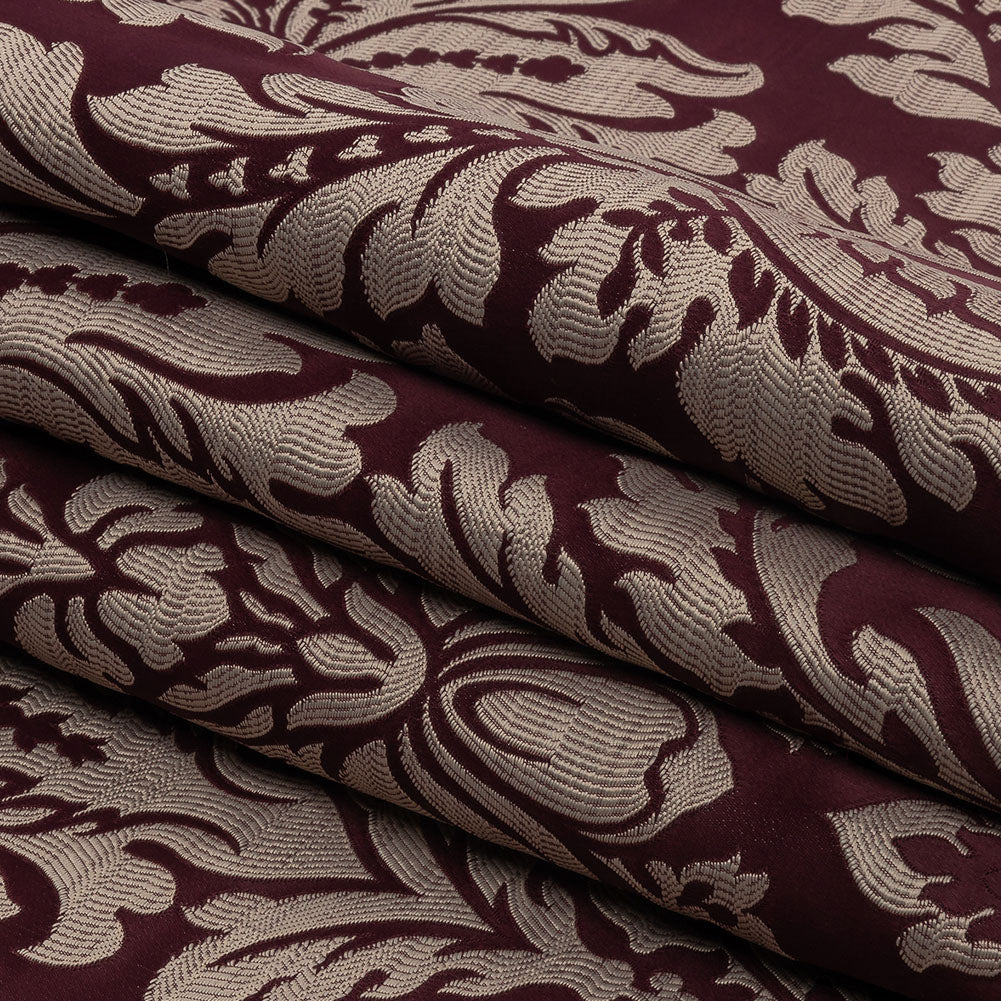 Drapery Jacquard - Berry Leafy Damask - British Imported Folded
