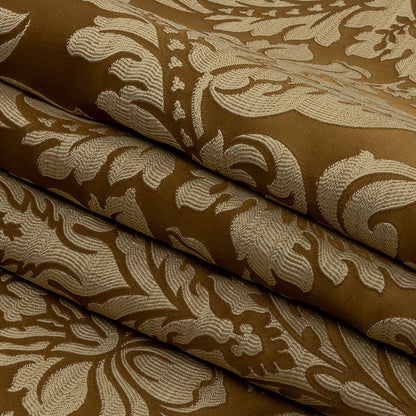 Drapery Jacquard - Bronze Leafy Damask - British Imported Folded