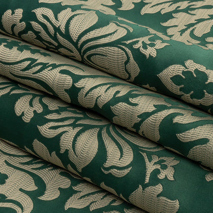 Drapery Jacquard - Emerald Leafy Damask - British Imported Folded