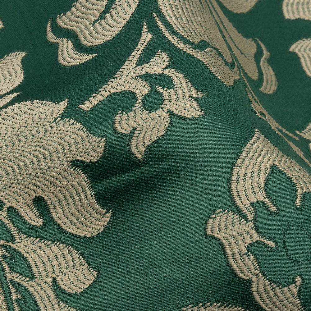 Drapery Jacquard - Emerald Leafy Damask - British Imported Detail