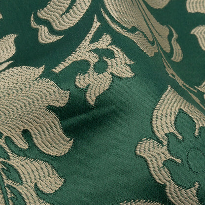 Drapery Jacquard - Emerald Leafy Damask - British Imported Detail