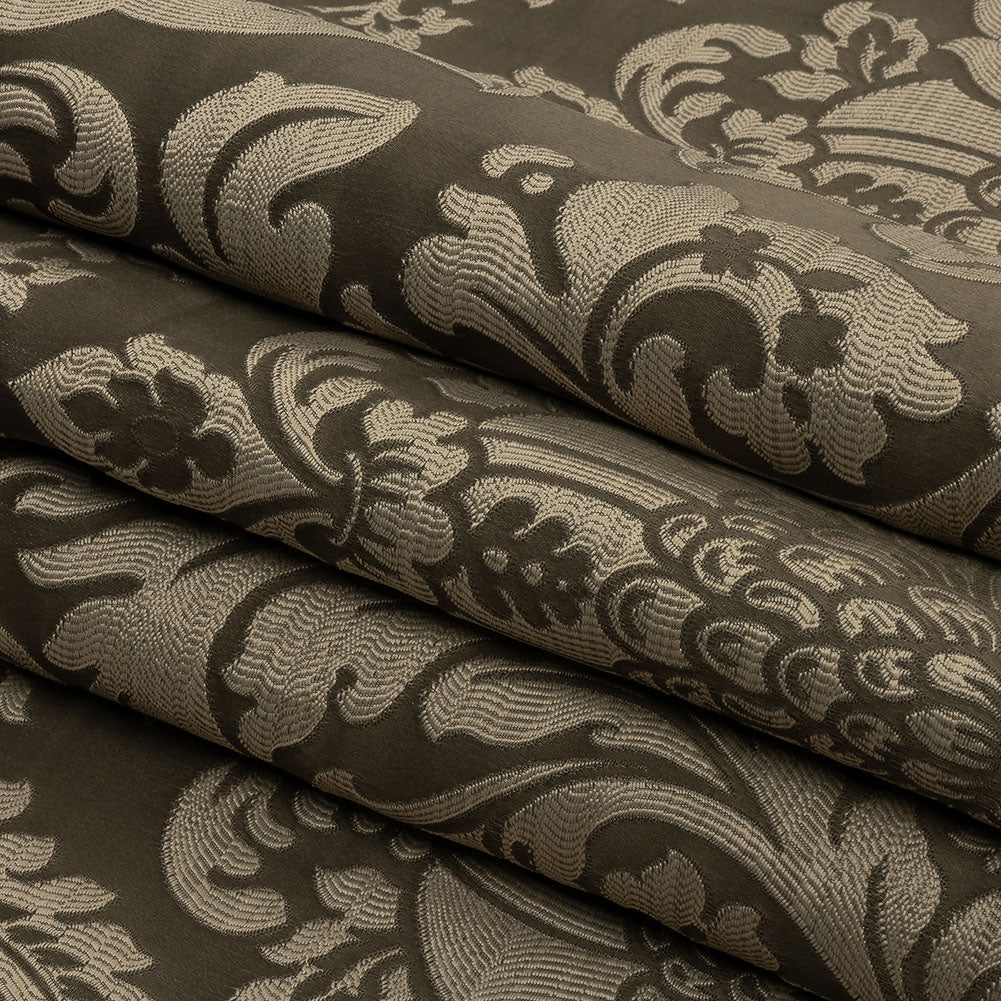 Drapery Jacquard - Fawn Leafy Damask - British Imported Folded