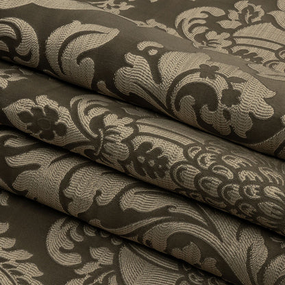 Drapery Jacquard - Fawn Leafy Damask - British Imported Folded