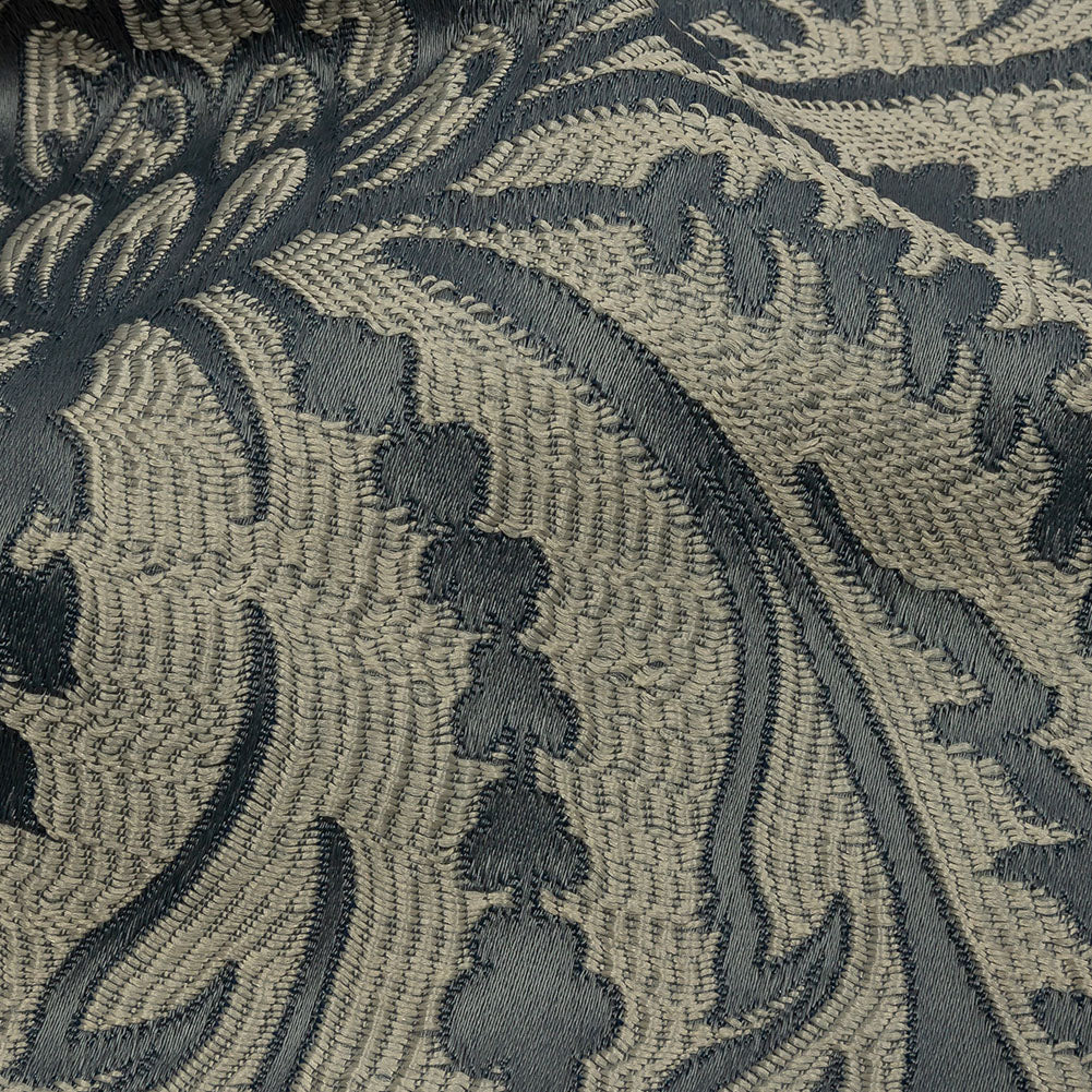 Drapery Jacquard - Graphite Leafy Damask - British Imported Detail