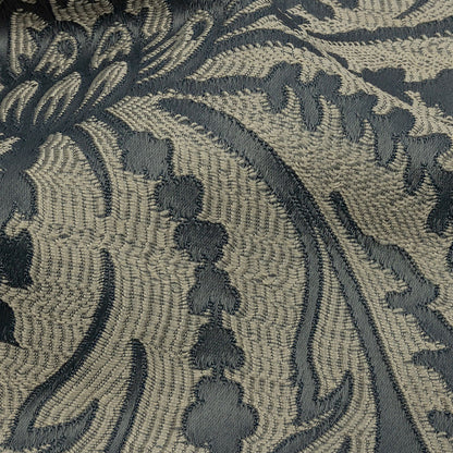 Drapery Jacquard - Graphite Leafy Damask - British Imported Detail