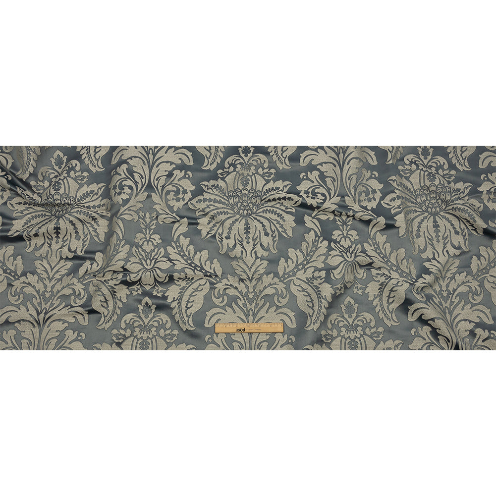 Drapery Jacquard - Graphite Leafy Damask - British Imported Full