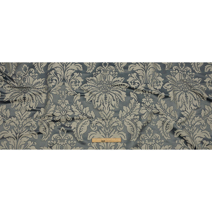 Drapery Jacquard - Graphite Leafy Damask - British Imported Full