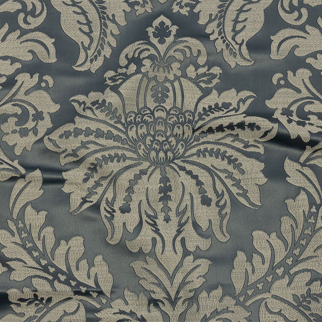 Drapery Jacquard - Graphite Leafy Damask - British Imported