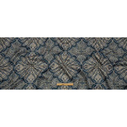 Printed Polyester Velvet - Ink Ornate Leafy Tiles - British Imported Full