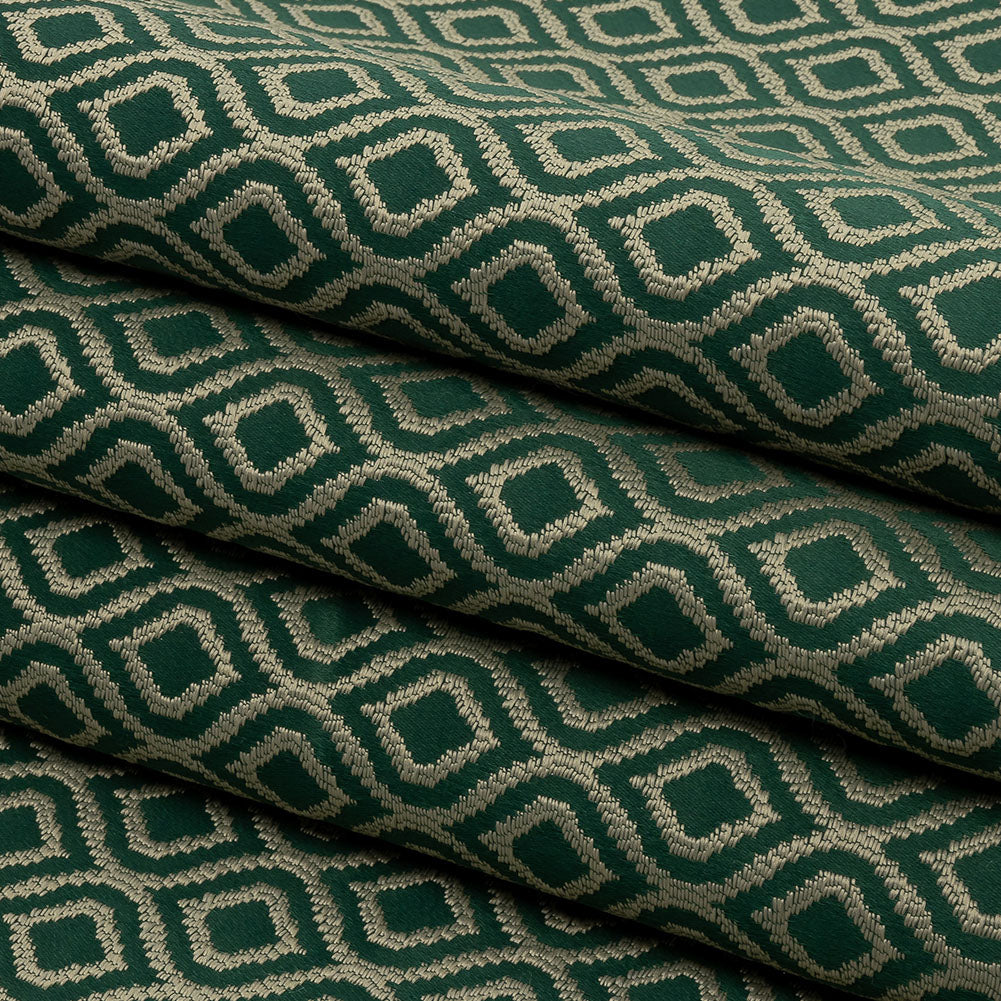 Drapery Jacquard - Emerald Simple Ogees - British Imported Folded