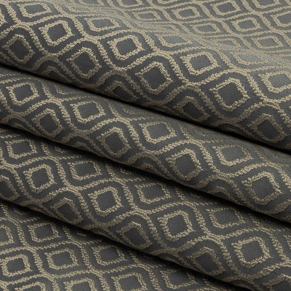 Drapery Jacquard - Graphite Simple Ogees - British Imported Folded