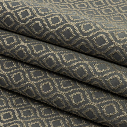 Drapery Jacquard - Graphite Simple Ogees - British Imported Folded