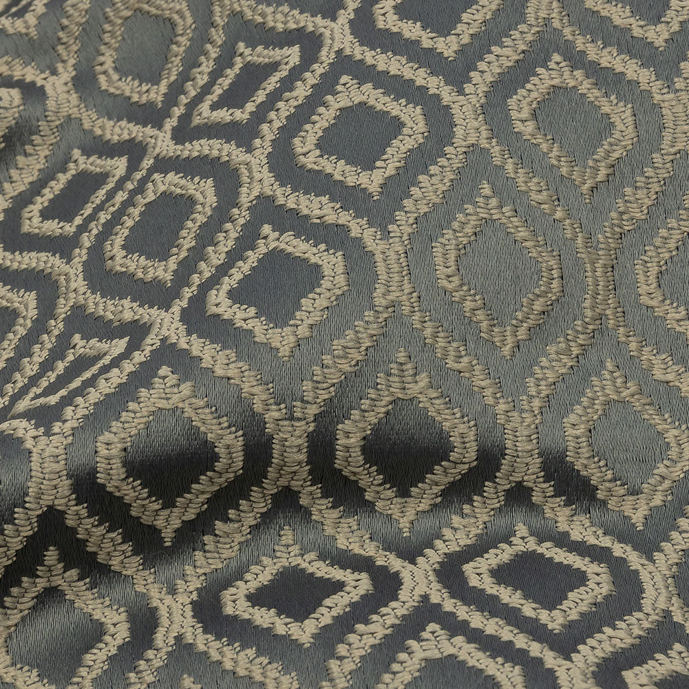 Drapery Jacquard - Graphite Simple Ogees - British Imported Detail