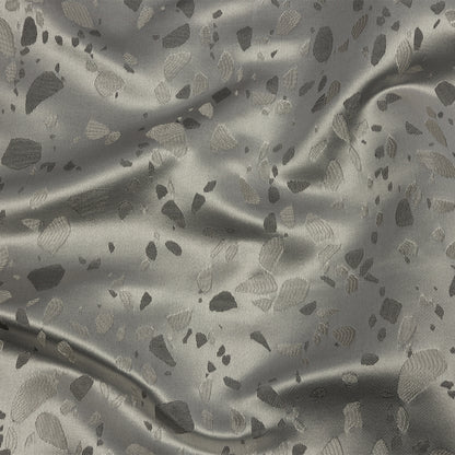 Metallic Satin-Faced Drapery Jacquard - Platinum Pebbles - British Imported