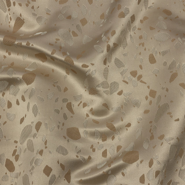 Metallic Satin-Faced Drapery Jacquard - Sandstone Pebbles - British Imported