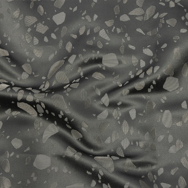 Metallic Satin-Faced Drapery Jacquard - Slate Pebbles - British Imported