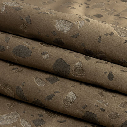 Metallic Satin-Faced Drapery Jacquard - Truffle Pebbles - British Imported Folded