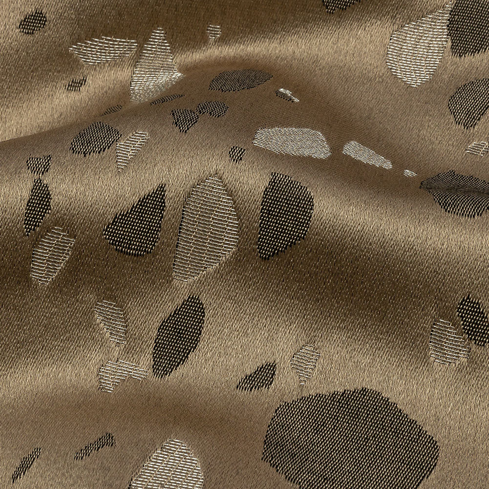 Metallic Satin-Faced Drapery Jacquard - Truffle Pebbles - British Imported Detail