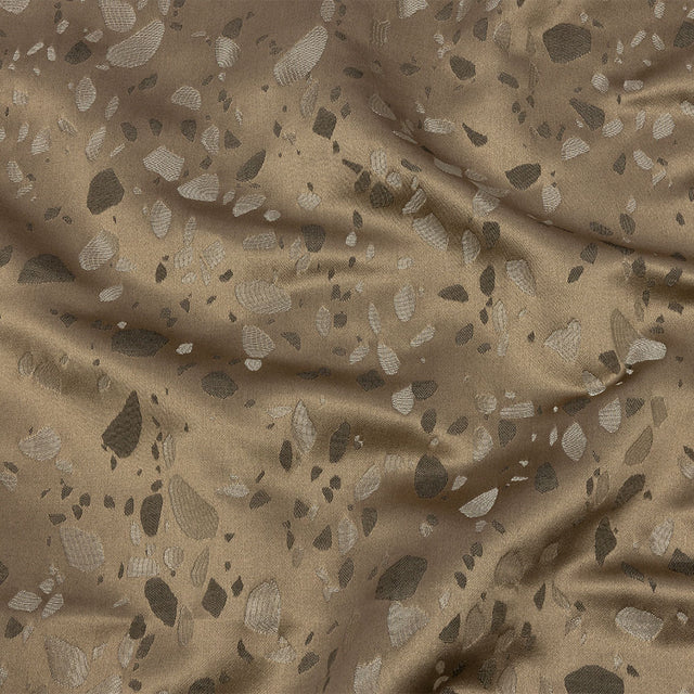 Metallic Satin-Faced Drapery Jacquard - Truffle Pebbles - British Imported