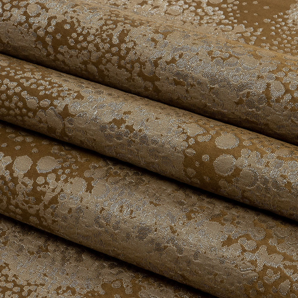 Metallic Drapery Jacquard - Brass Pebbly Spots - British Imported Folded