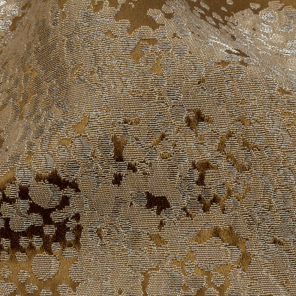 Metallic Drapery Jacquard - Brass Pebbly Spots - British Imported Detail