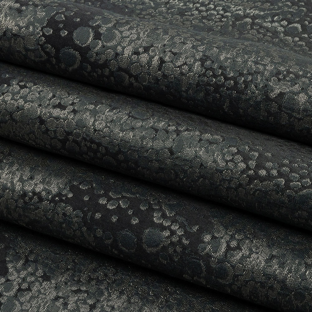 Metallic Drapery Jacquard - Indigo Pebbly Spots - British Imported Folded