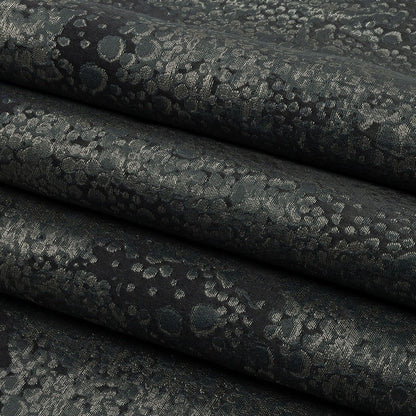 Metallic Drapery Jacquard - Indigo Pebbly Spots - British Imported Folded