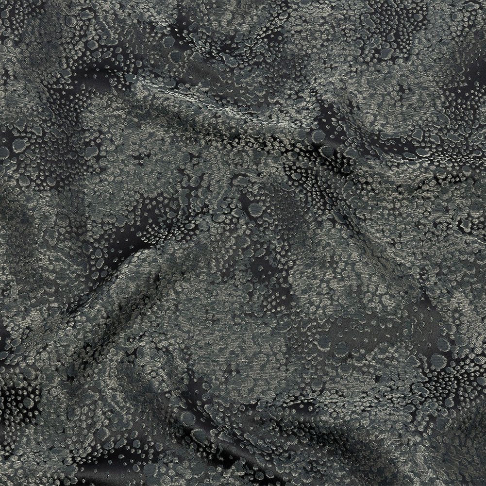 Metallic Drapery Jacquard - Indigo Pebbly Spots - British Imported