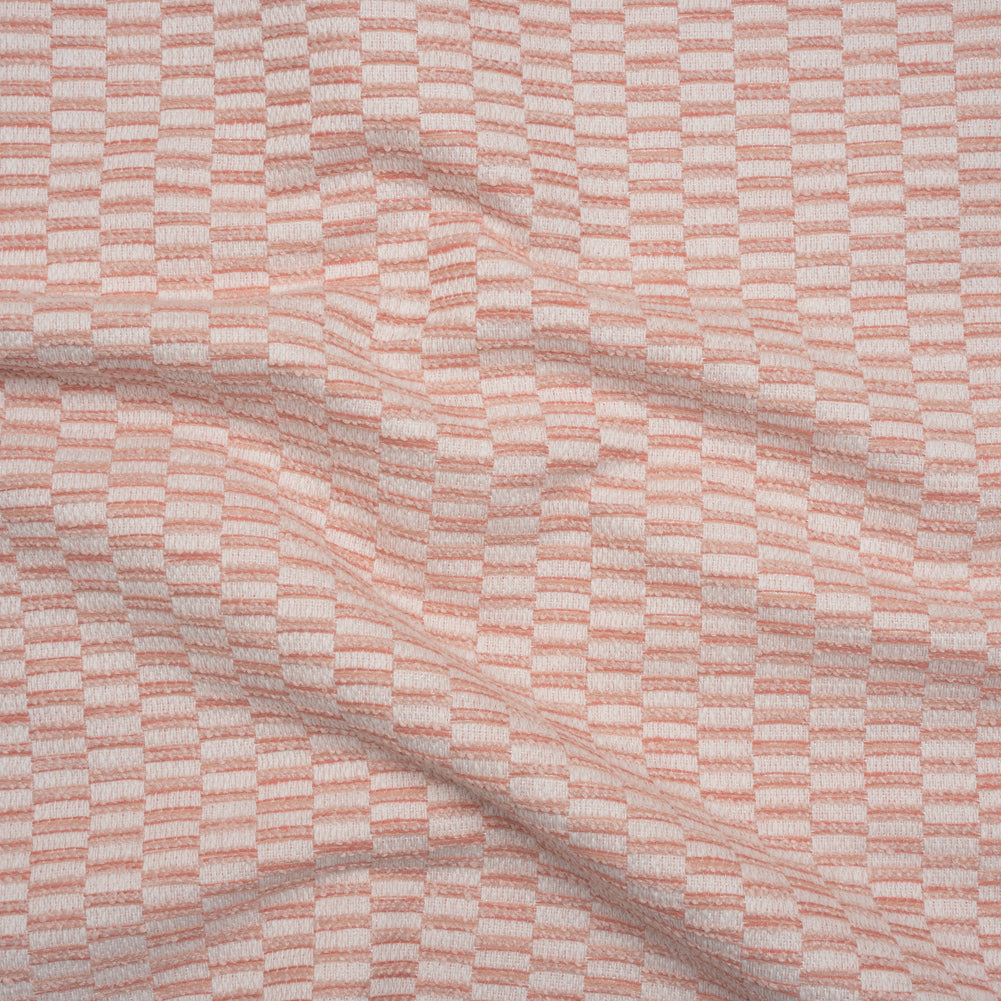 Textured Polyester and Cotton Woven - Blush Rectangle Checks - British Imported