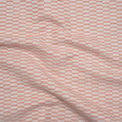 Textured Polyester and Cotton Woven - Blush Rectangle Checks - British Imported