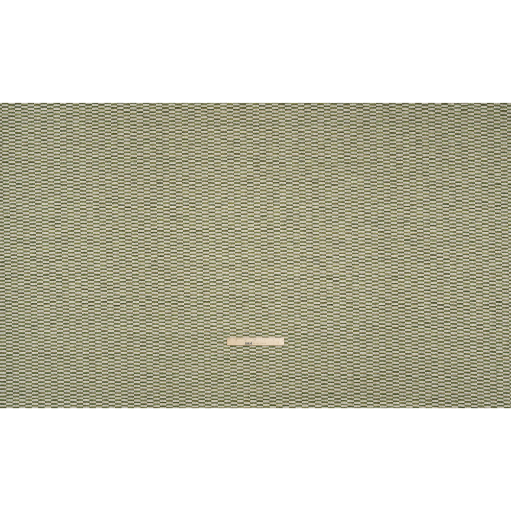 Textured Polyester and Cotton Woven - Olive Rectangle Checks - British Imported