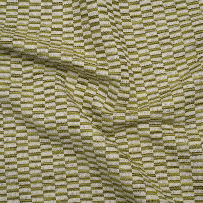 Textured Polyester and Cotton Woven - Pear Rectangle Checks - British Imported