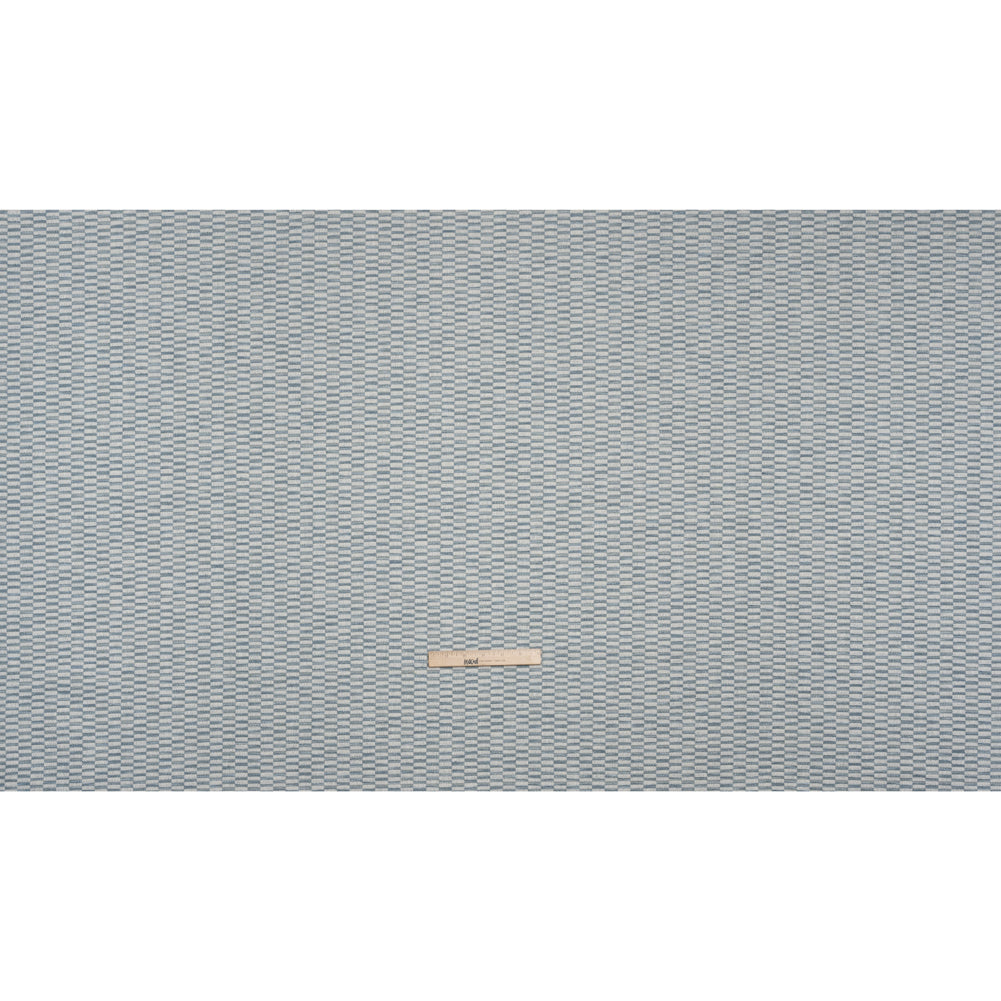 Textured Polyester and Cotton Woven - Sky Rectangle Checks - British Imported - Full