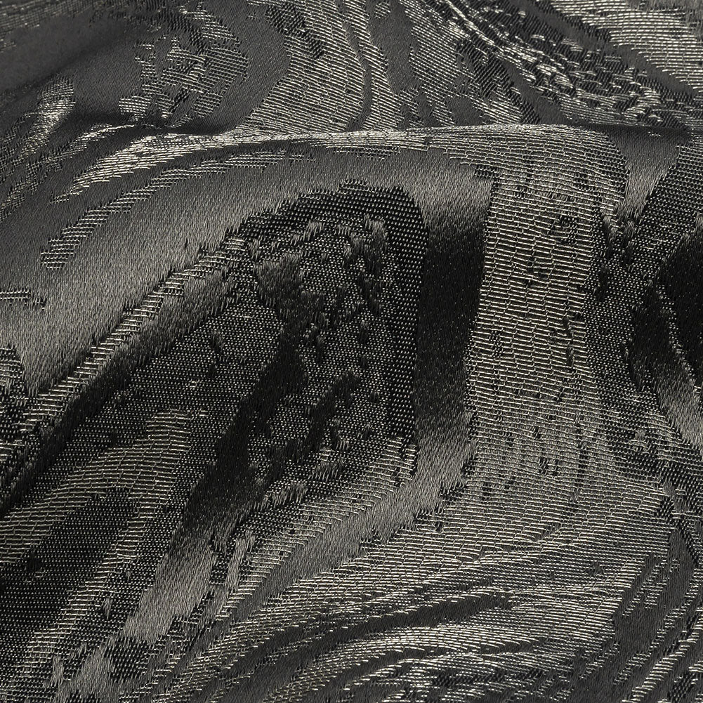 Metallic Drapery Jacquard - Charcoal Metamorphic Swirls - British Imported Detail