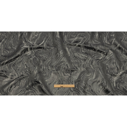 Metallic Drapery Jacquard - Charcoal Metamorphic Swirls - British Imported Full