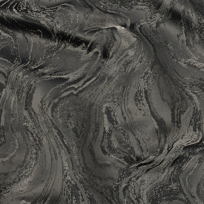 Metallic Drapery Jacquard - Charcoal Metamorphic Swirls - British Imported